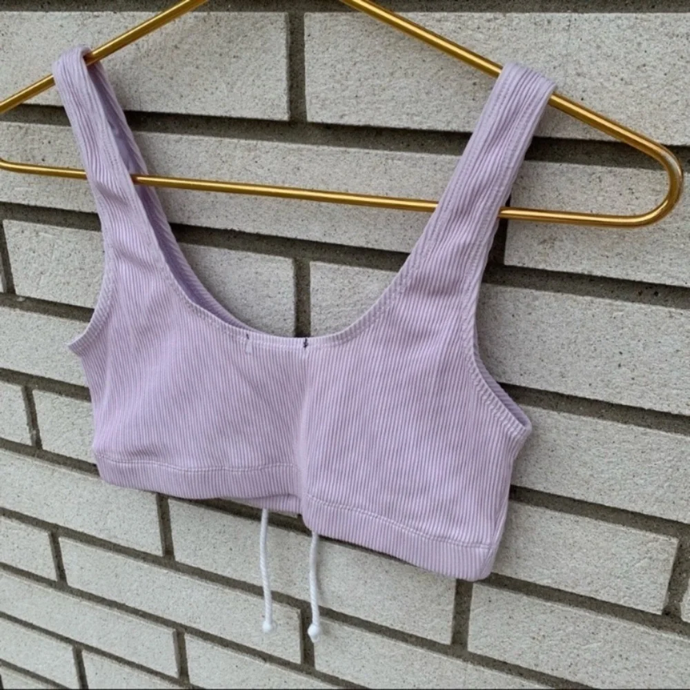 Nasty Gal Lavender Ribbed Two Piece Bikini Tank Top High Cut Bottoms 4 Y2K